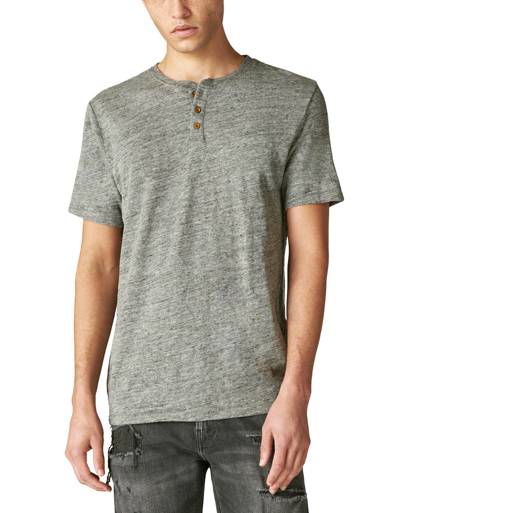 Lucky Brand Linen Henley - Heather Grey